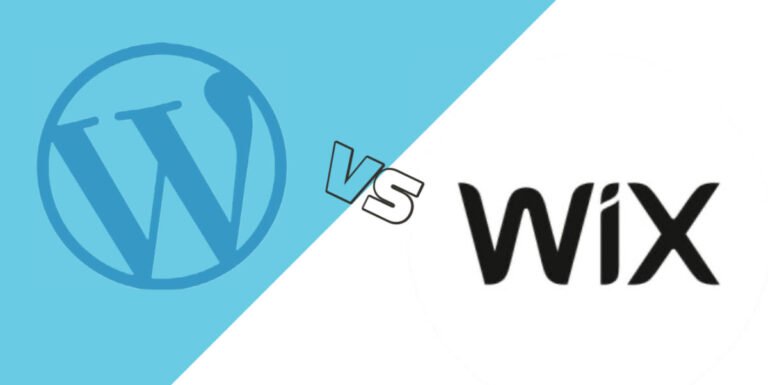 Image showing WordPress and Wix logos comparing which platform is better for small business websites