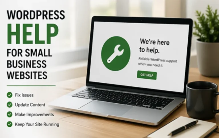 WordPress support helping small business owners fix website issues, update content, and maintain site performance
