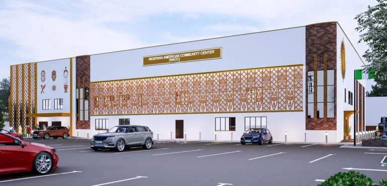 Nigeria House Building Rendering with flag