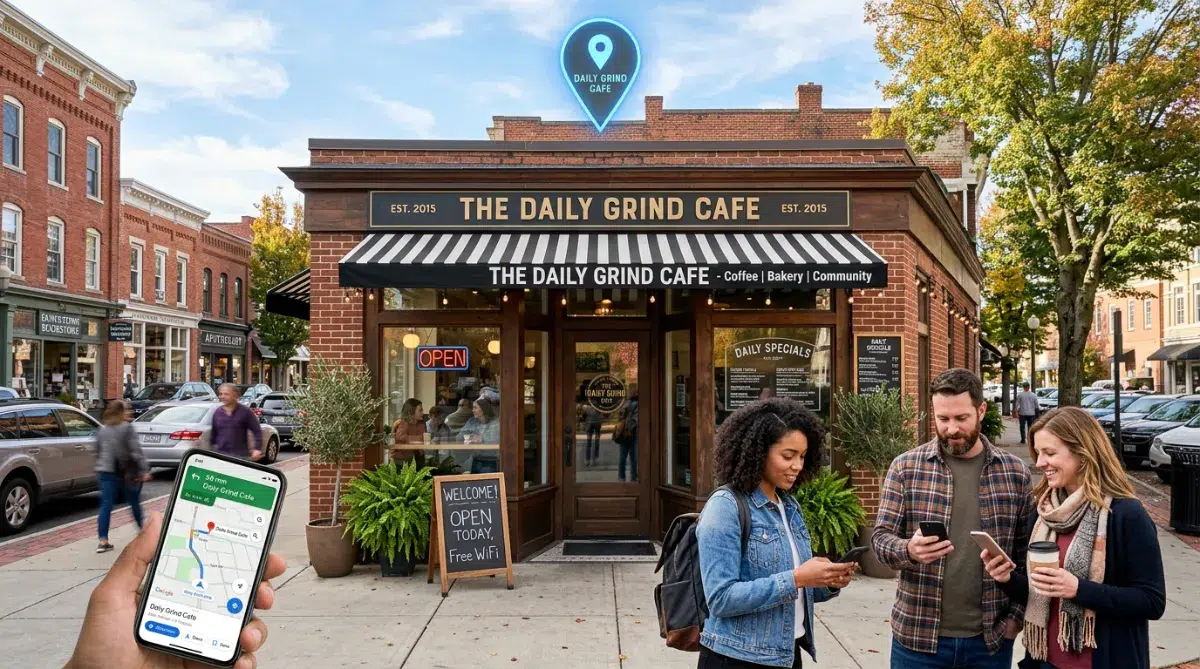 Local business appearing in online search results for nearby customers